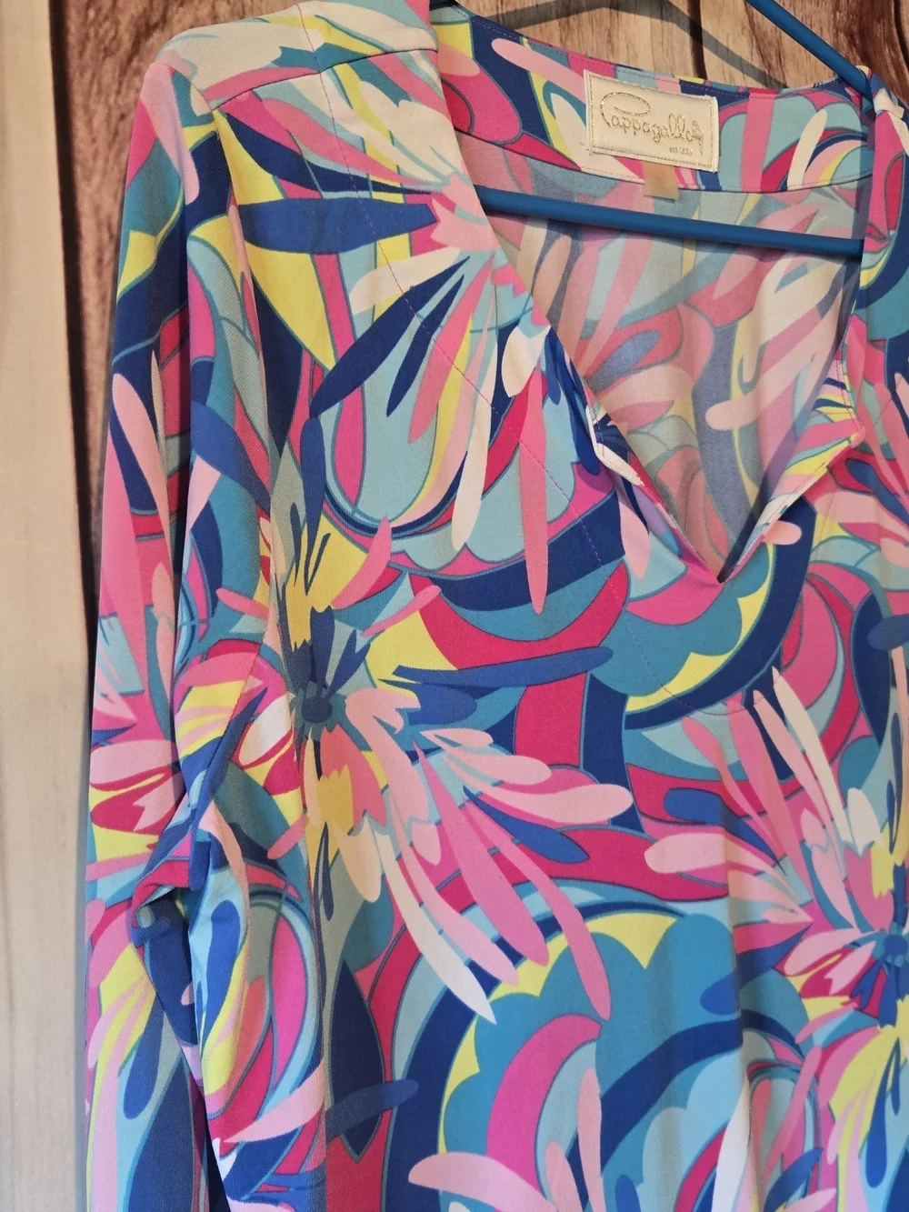 Pappagallo Colorful Abstract Resort Or Beach Tunic Blouse Petite XL